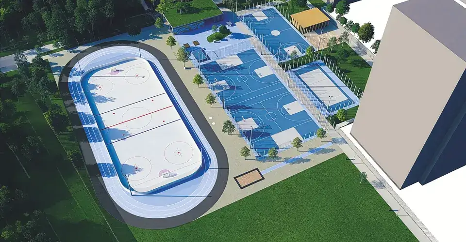 Vizualizace sportovního areálu na Praze 12